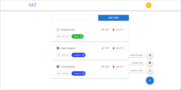 Uma captura de tela referente ao projeto 'Yet Another Todo'